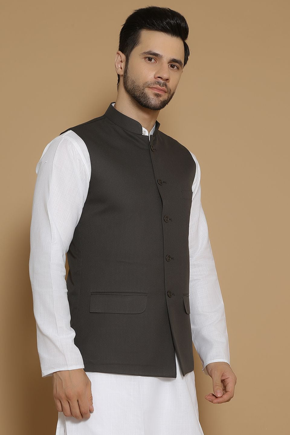 Buy Men Black Solid Regular Fit Formal Nehru Jacket Online - 609069 | Peter  England
