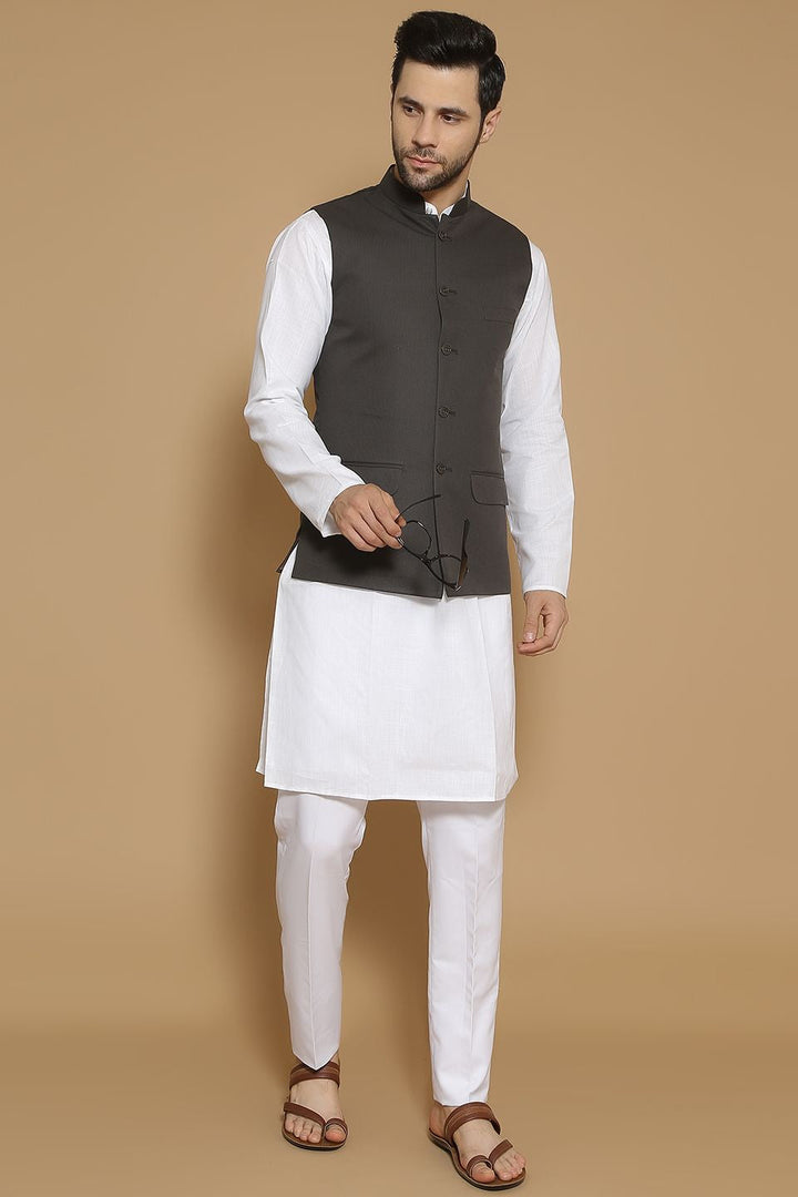 Poly Viscose Black Modi Nehru Jacket