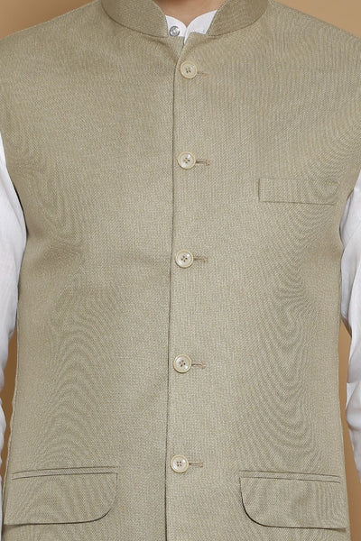 Poly Viscose Beige Modi Nehru Jacket