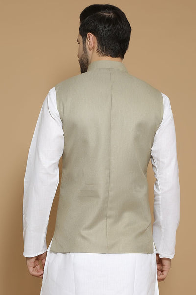 Poly Viscose Beige Modi Nehru Jacket