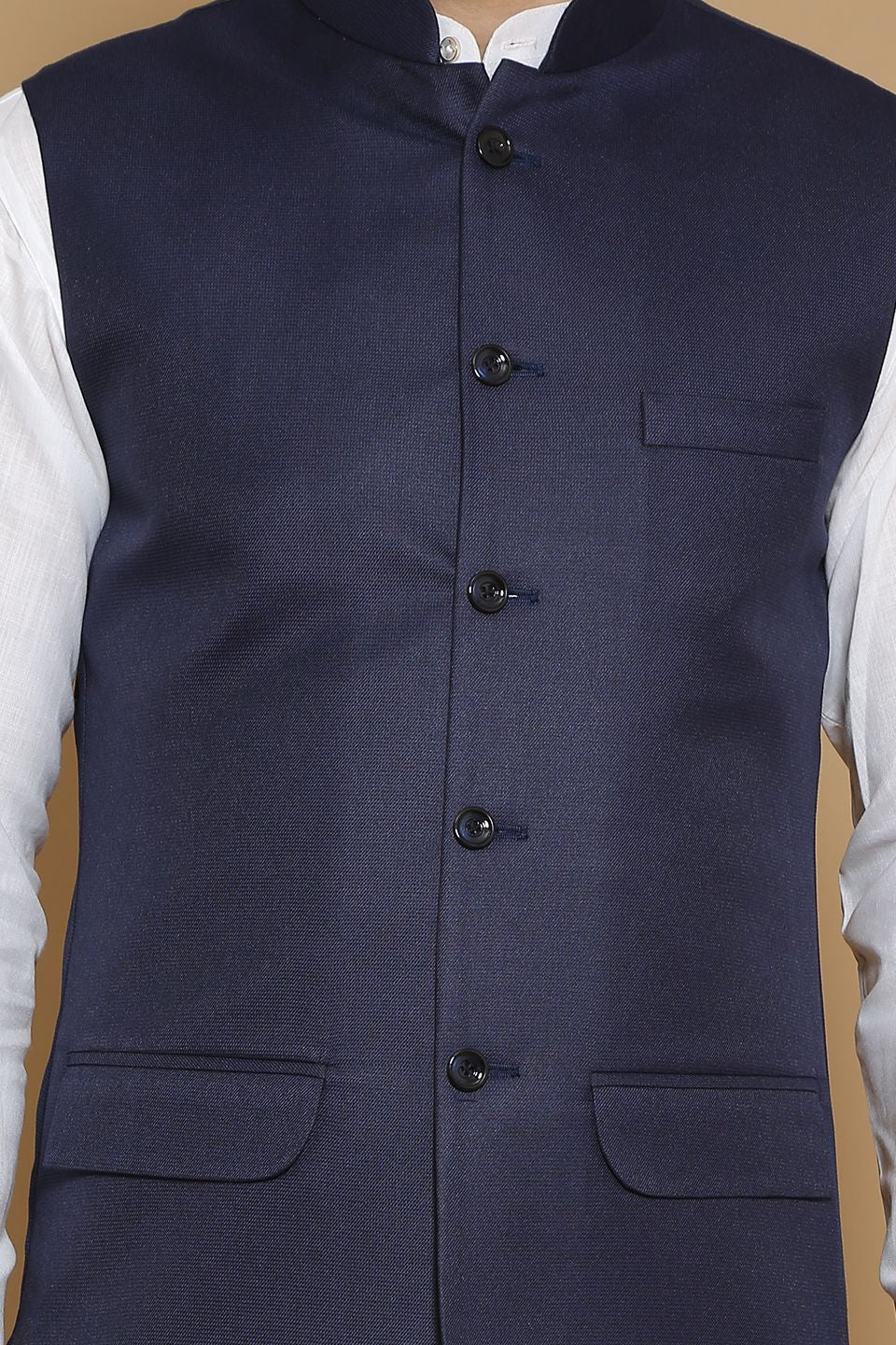 Poly Viscose Blue Modi Nehru Jacket