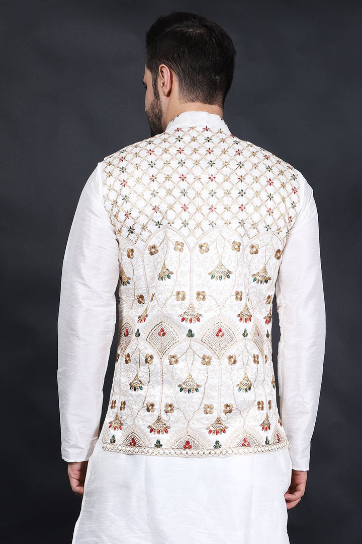 Cotton Silk Cream Modi Nehru Jacket