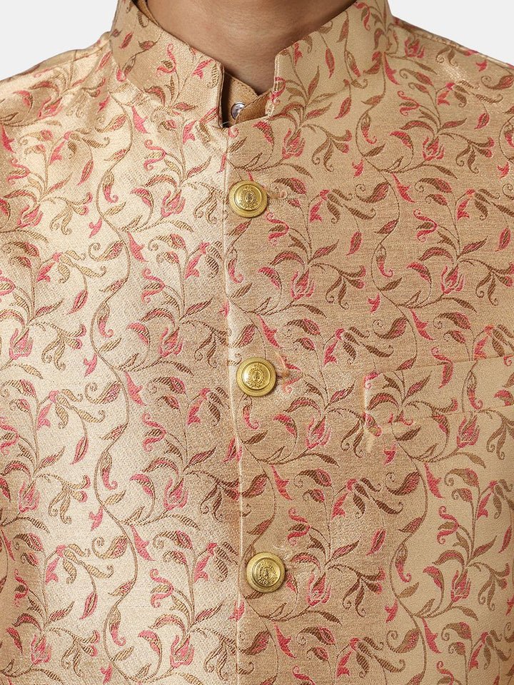 Banarasi Rayon Cotton Golden Modi Nehru Jacket