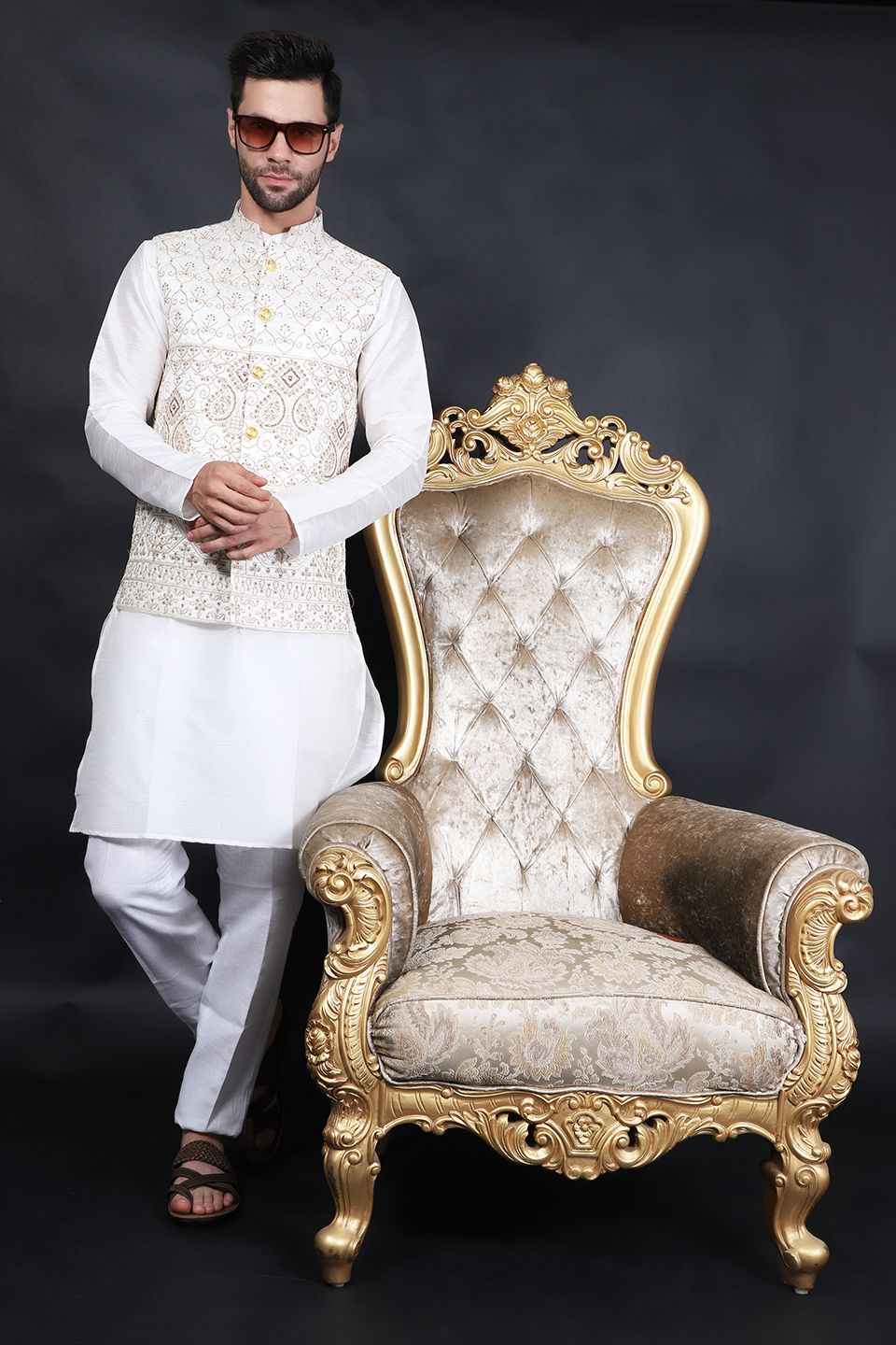 Cotton Silk Beige Modi Nehru Jacket