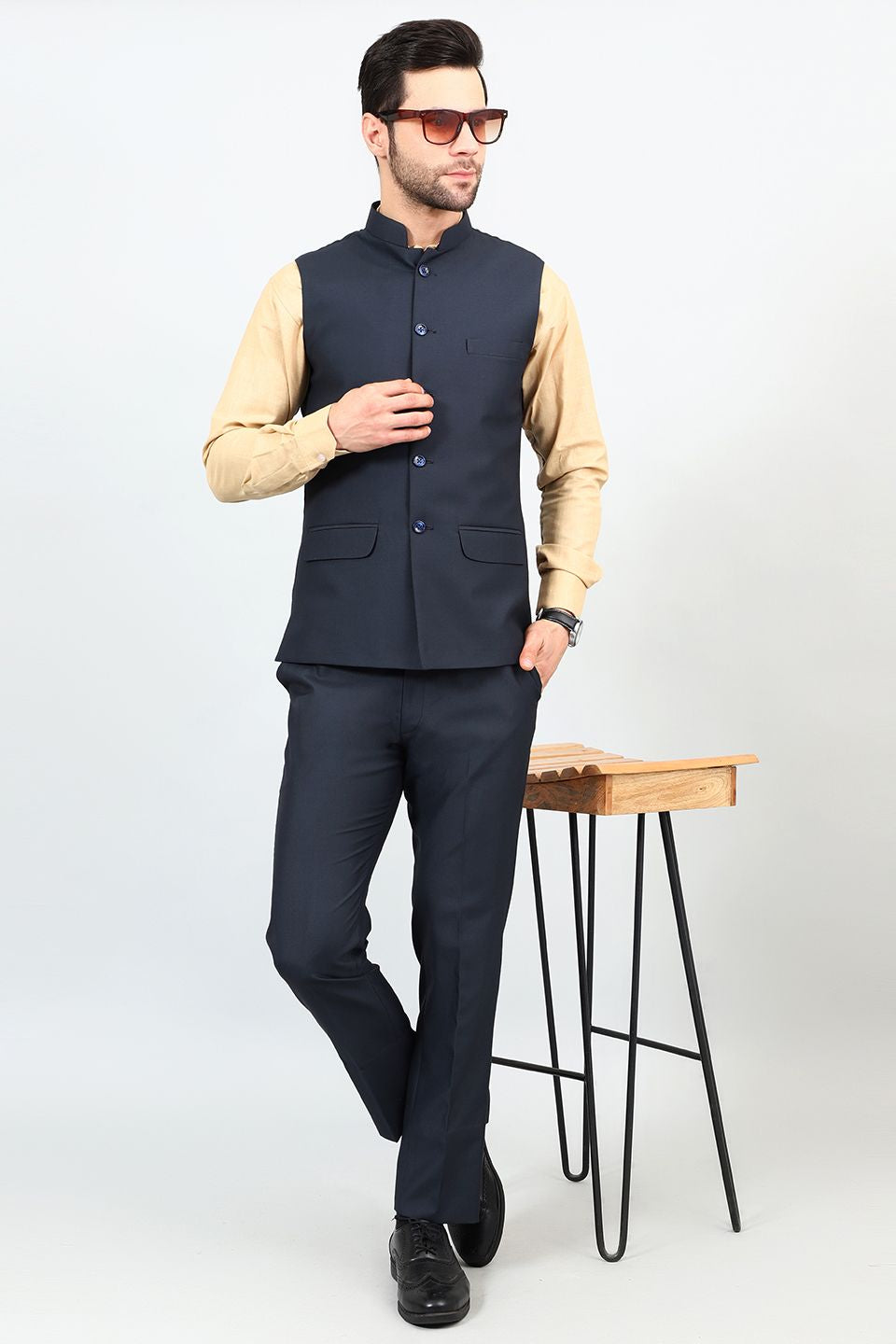 Polyester Cotton Blue 1 Modi Nehru Jacket