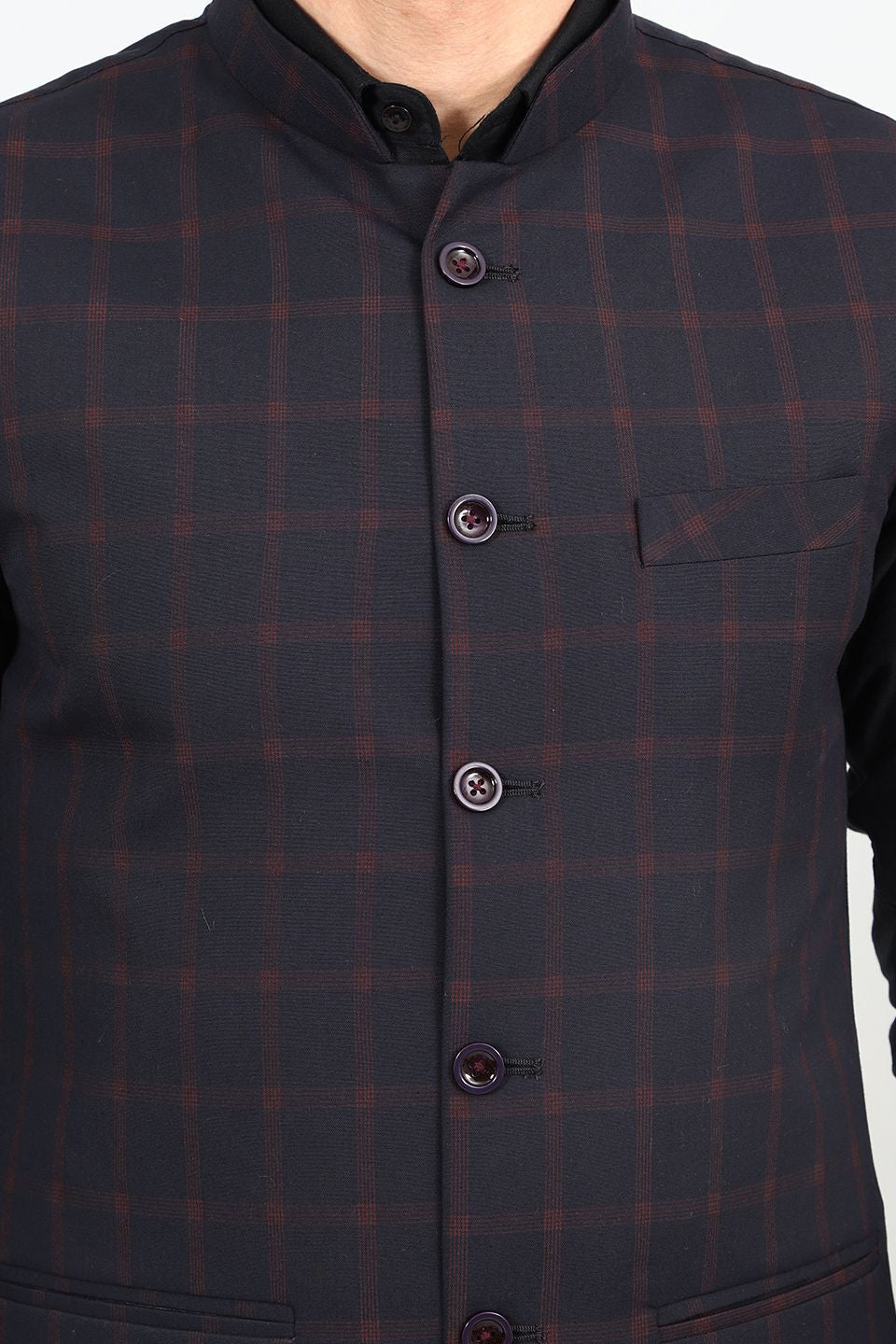 Poly Viscose Black Modi Nehru Jacket