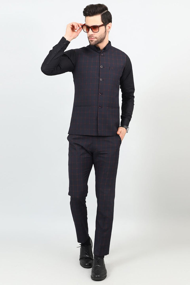 Poly Viscose Black Modi Nehru Jacket