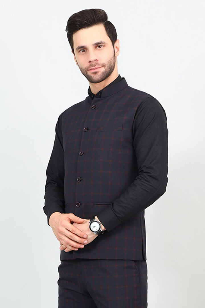 Poly Viscose Black Modi Nehru Jacket