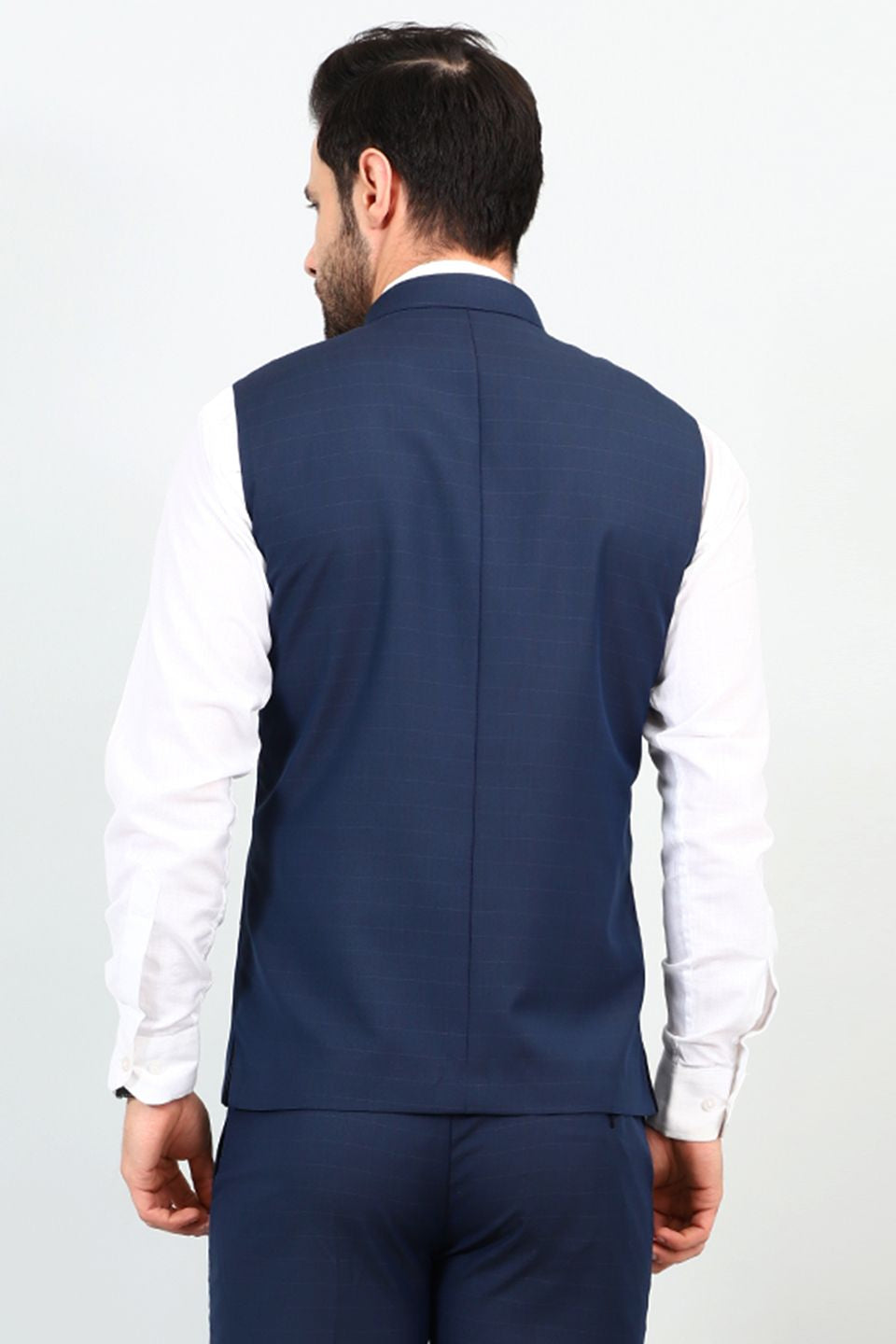 Poly Viscose Blue Modi Nehru Jacket