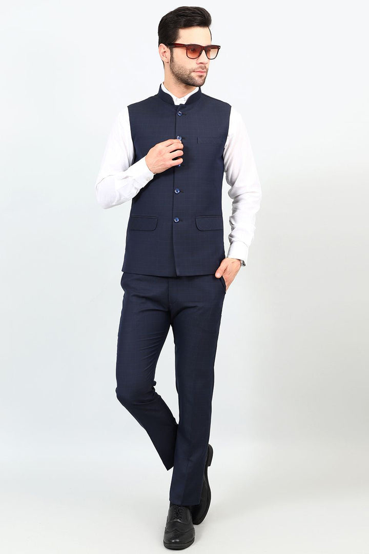 Poly Viscose Blue 1 Modi Nehru Jacket