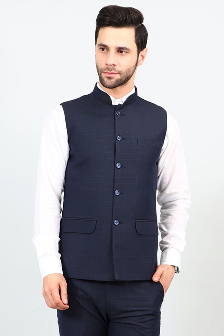 Poly Viscose Blue 1 Modi Nehru Jacket