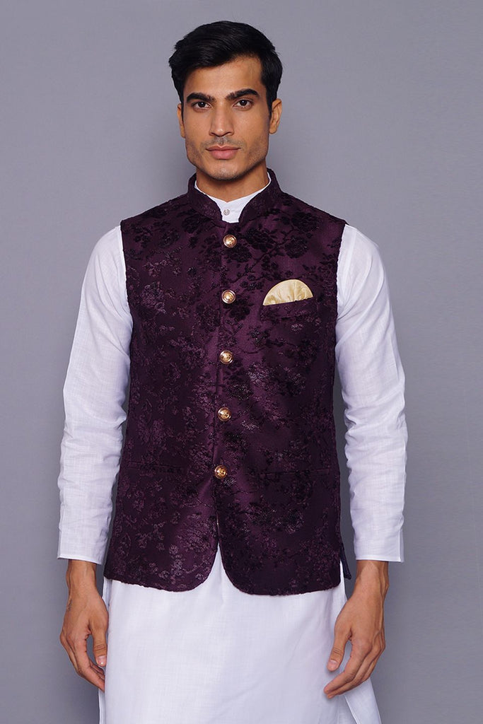 Purple nehru jacket cheap