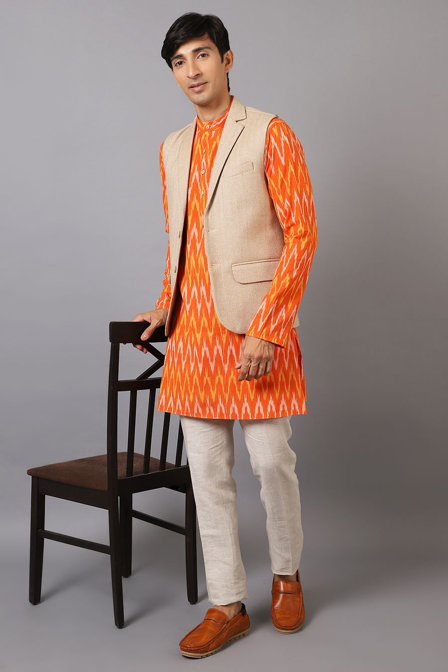 Tweed Beige Modi Nehru Jacket