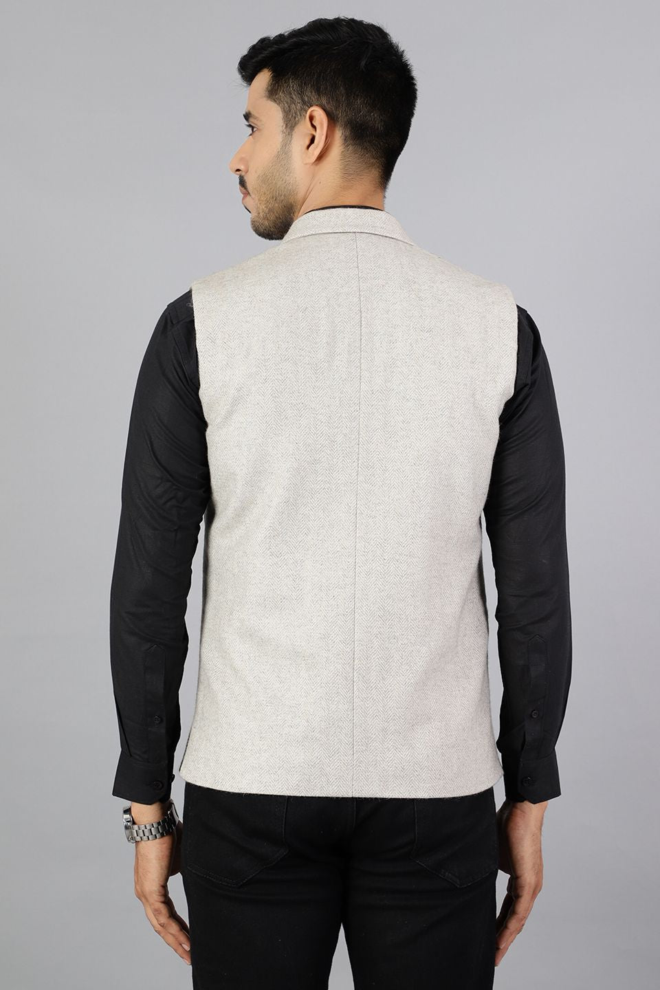 Tweed Silver Modi Nehru Jacket