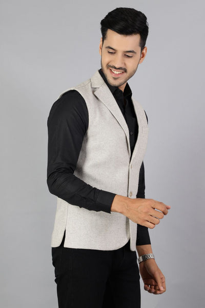 Tweed Silver Modi Nehru Jacket