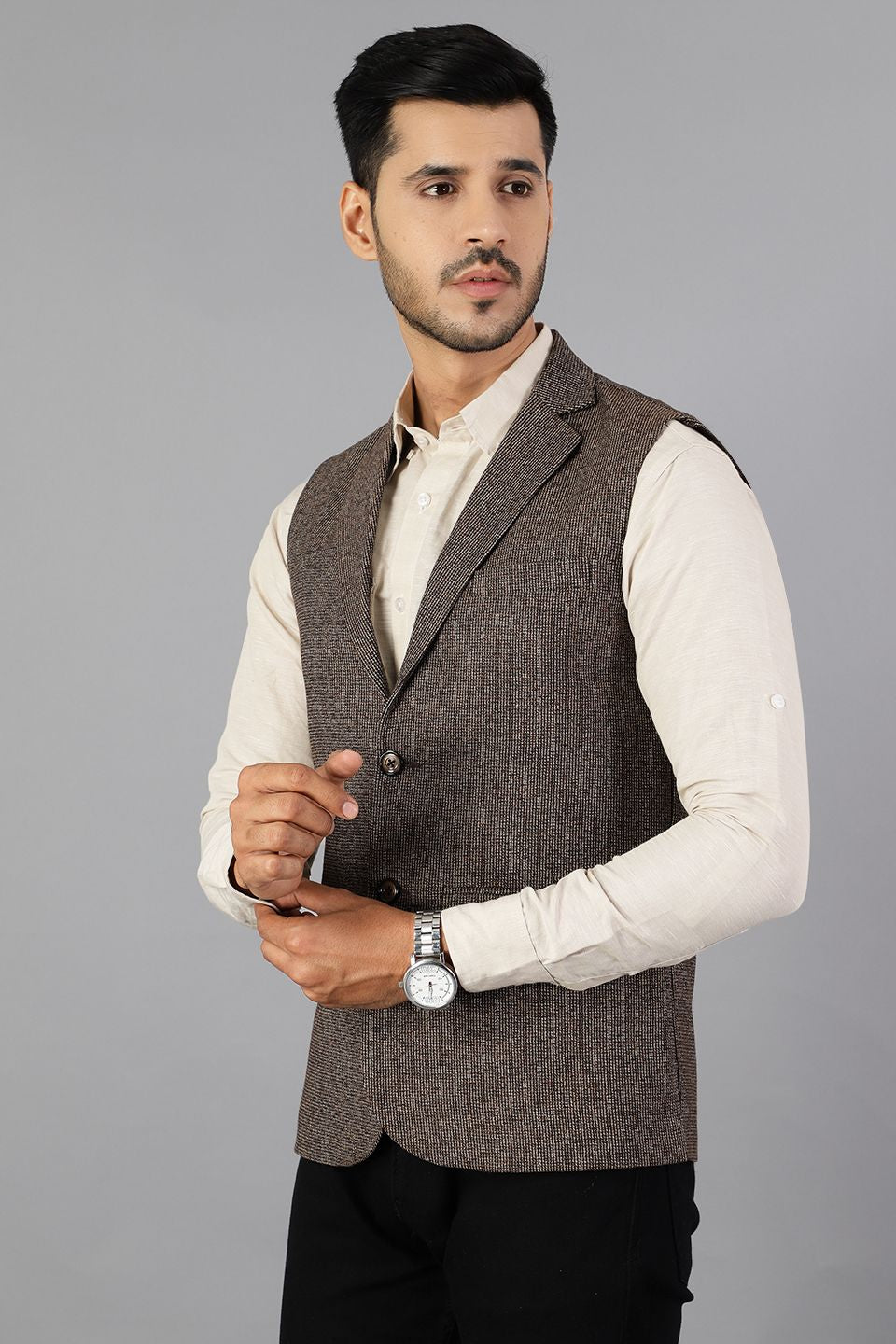 Tweed Brown Modi Nehru Jacket