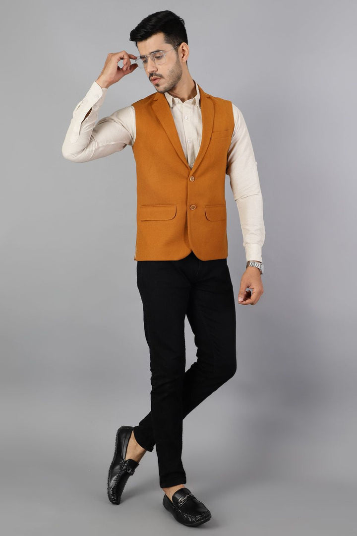 Tweed Wool Orange Modi Nehru Jacket