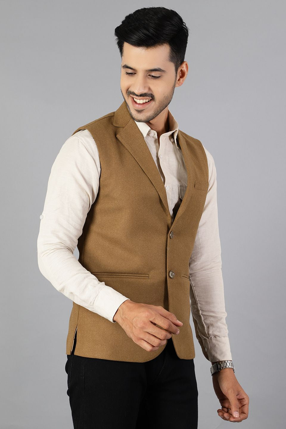 Tweed Wool Brown Modi Nehru Jacket
