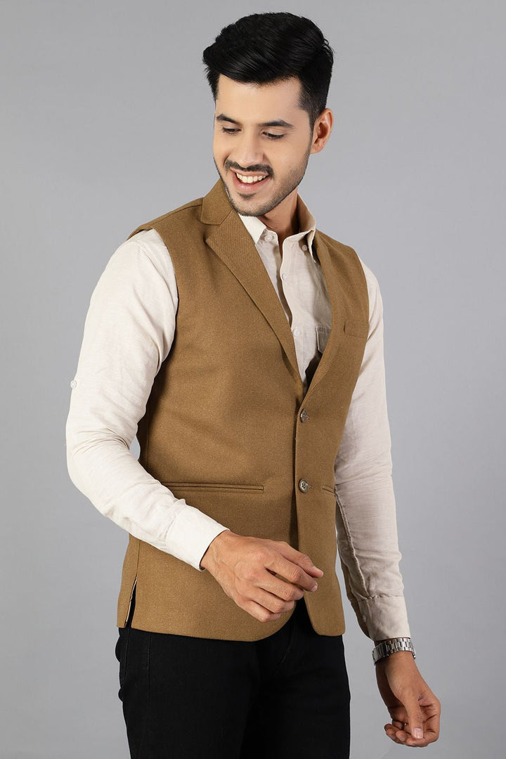 Tweed Wool Brown Modi Nehru Jacket