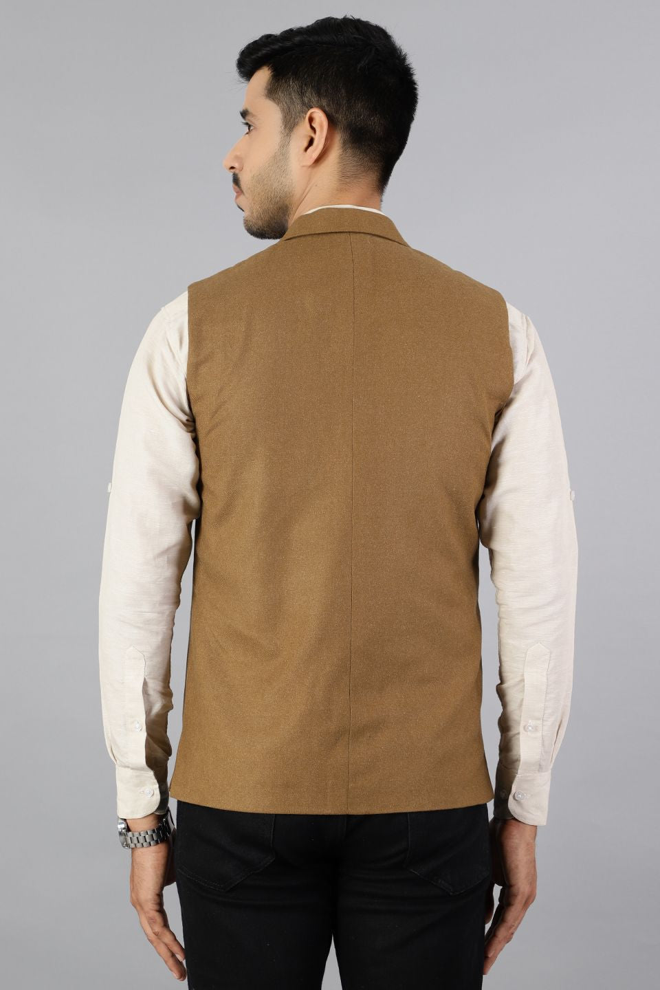 Tweed Wool Brown Modi Nehru Jacket