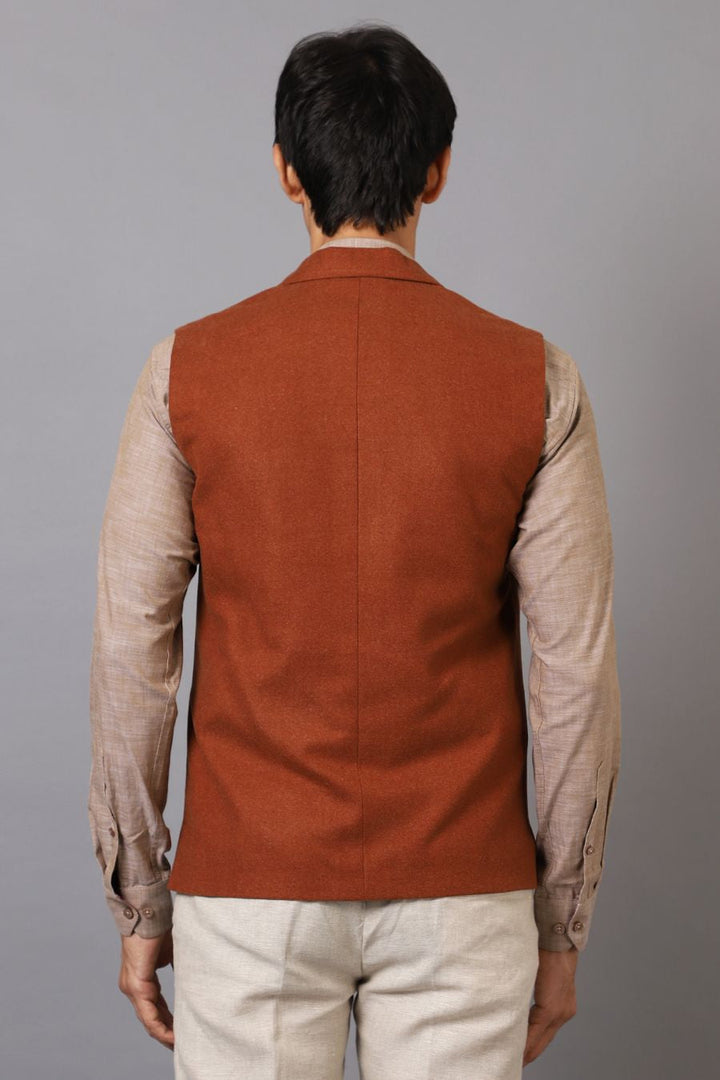 Tweed Wool Orange Modi Nehru Jacket