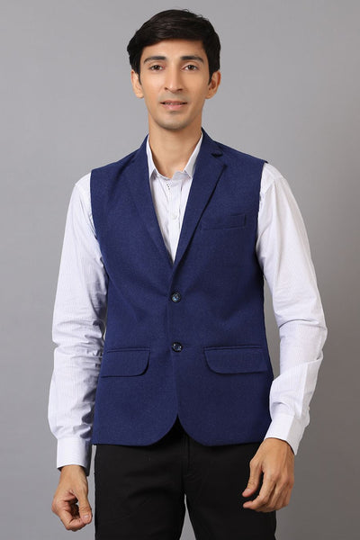 Tweed Wool Blue Modi Nehru Jacket