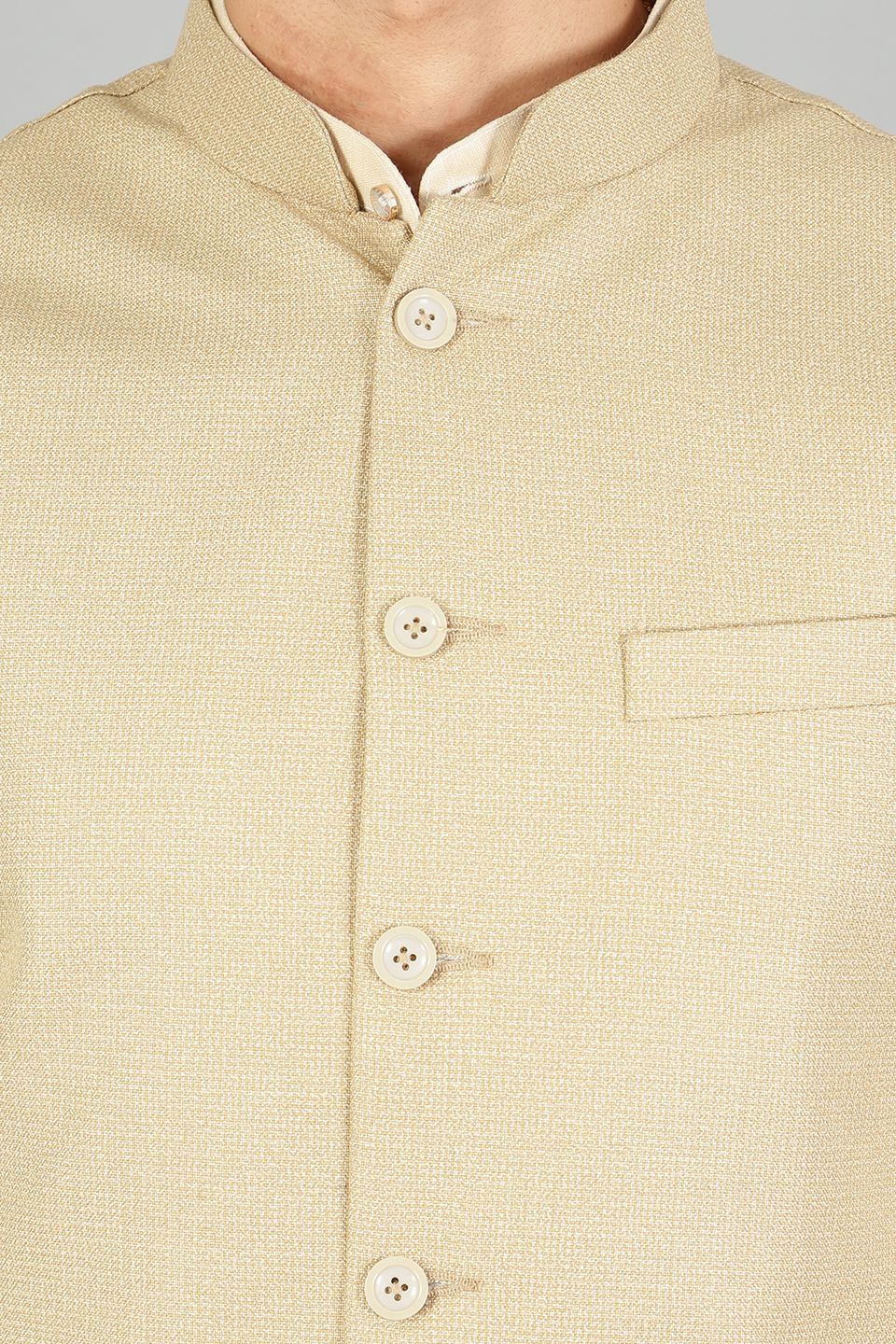 Polyester Cotton Plain Gold Modi Nehru Jacket