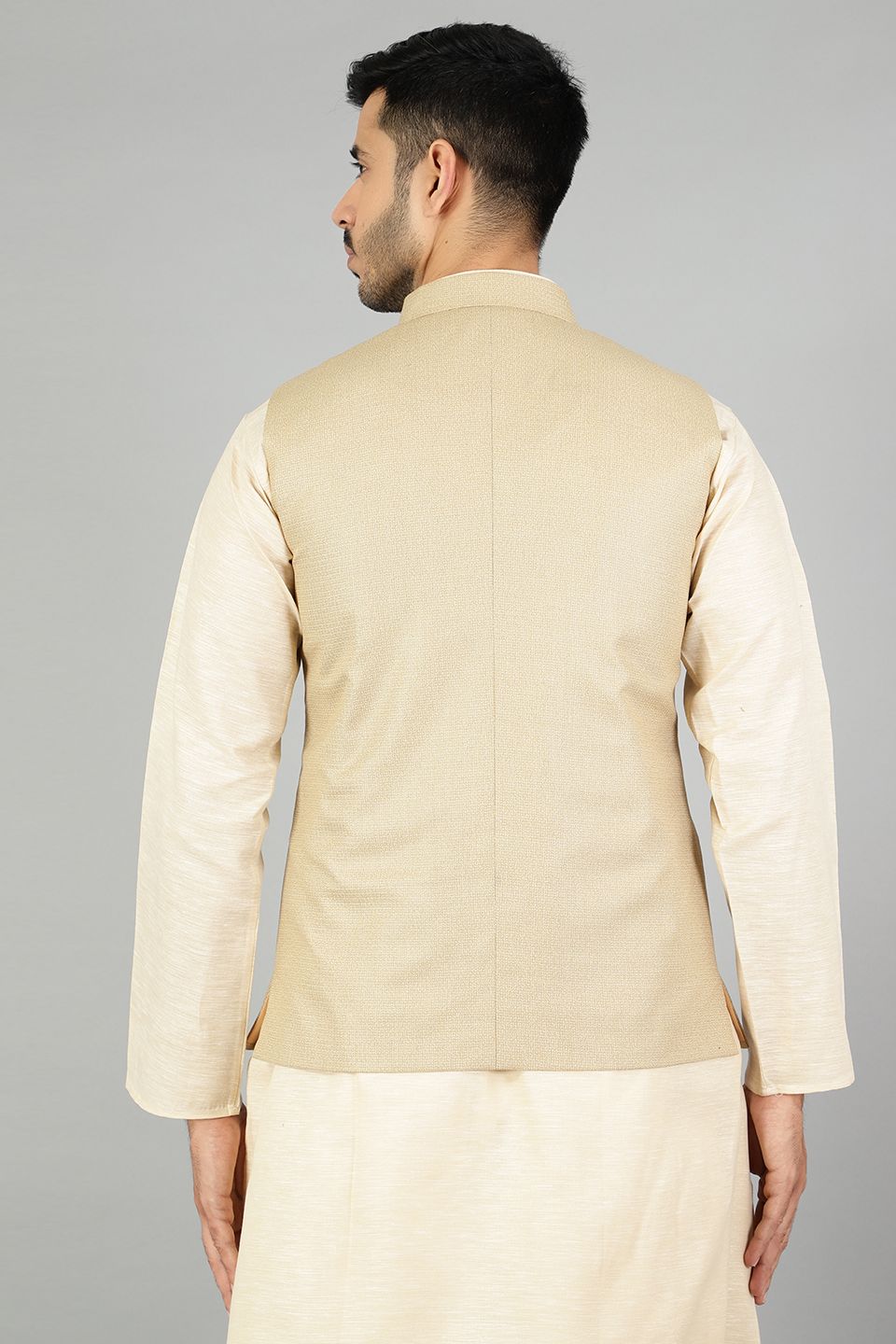Polyester Cotton Plain Gold Modi Nehru Jacket