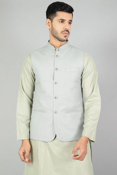Polyester Cotton Plain Grey Modi Nehru Jacket