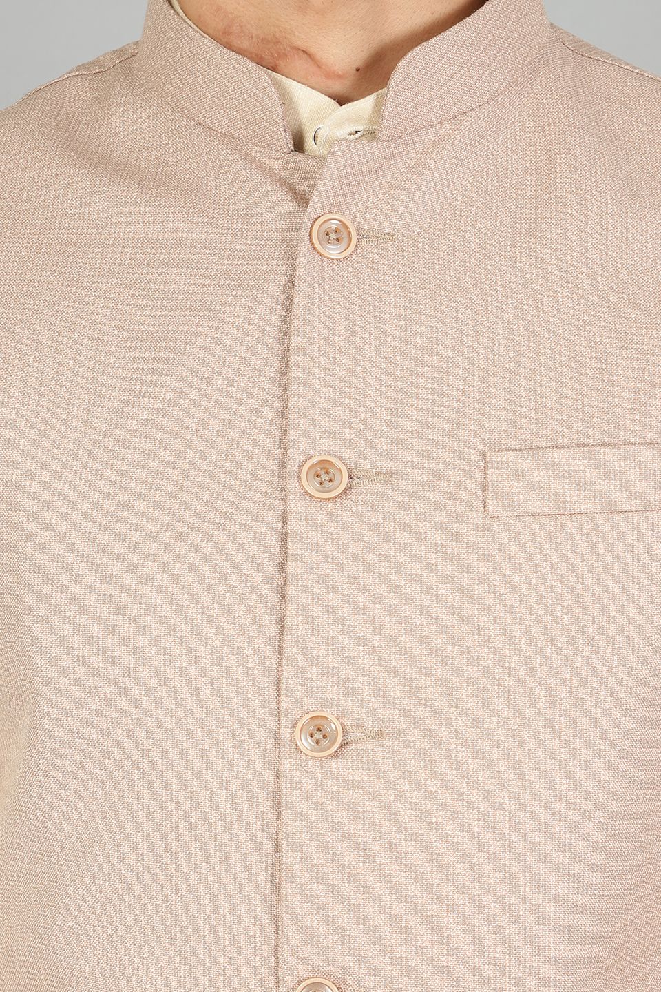 Polyester Cotton Plain Beige Modi Nehru Jacket