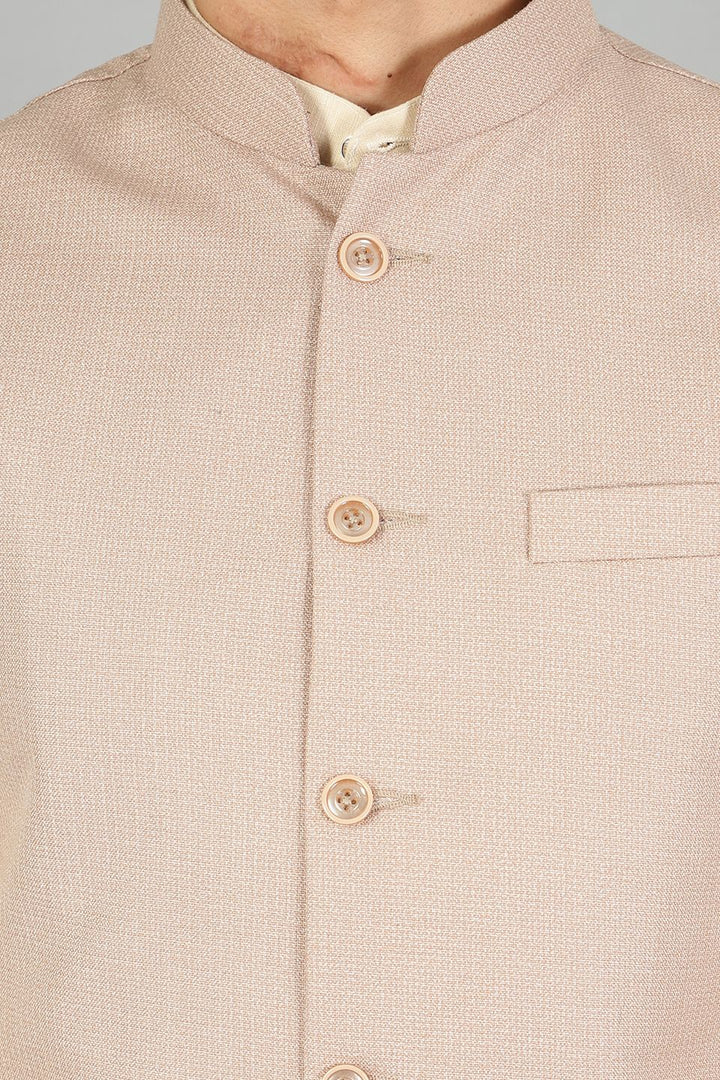 Polyester Cotton Plain Beige Modi Nehru Jacket