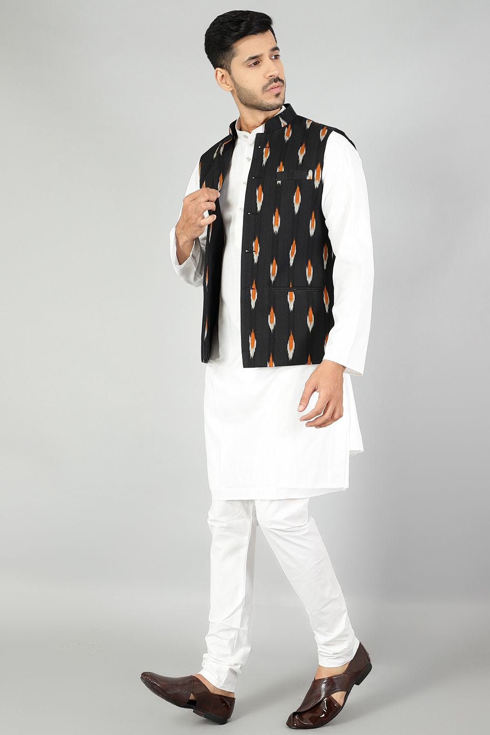 Ikat Black Modi Nehru Jacket