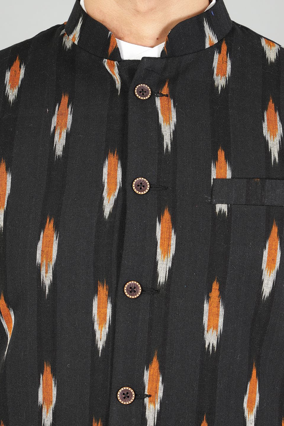 Ikat Black Modi Nehru Jacket