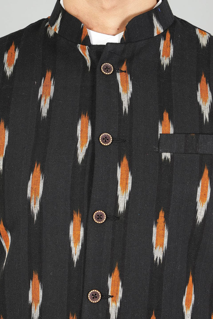 Ikat Black Modi Nehru Jacket