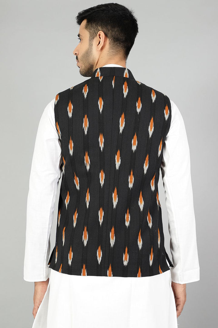 Ikat Black Modi Nehru Jacket