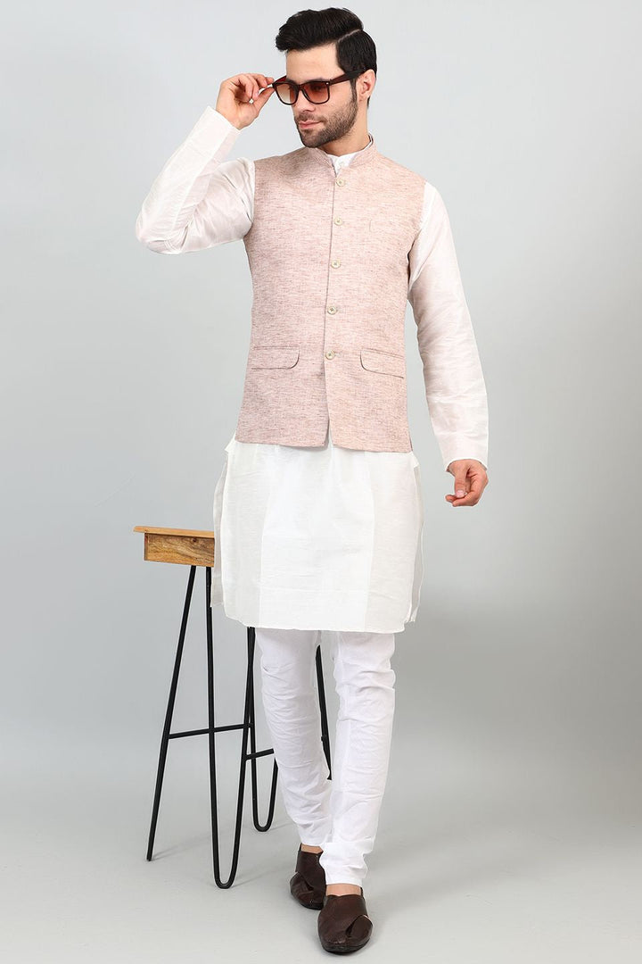 Linen Cotton Orange 1 Modi Nehru Jacket