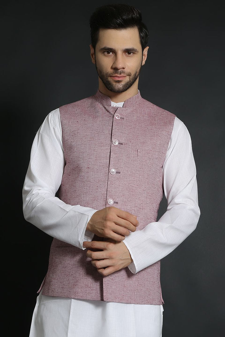 Linen Cotton Red Modi Nehru Jacket