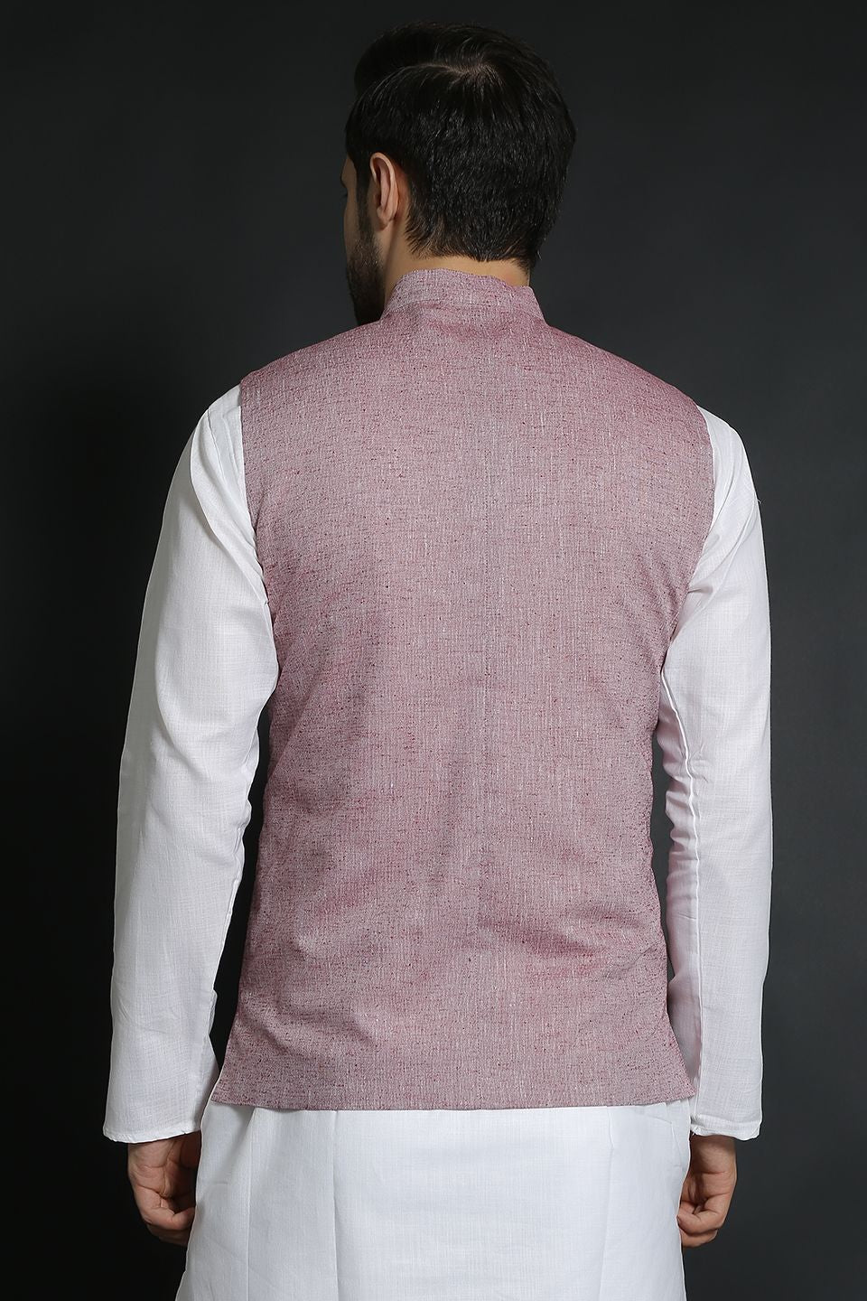 Linen Cotton Red Modi Nehru Jacket