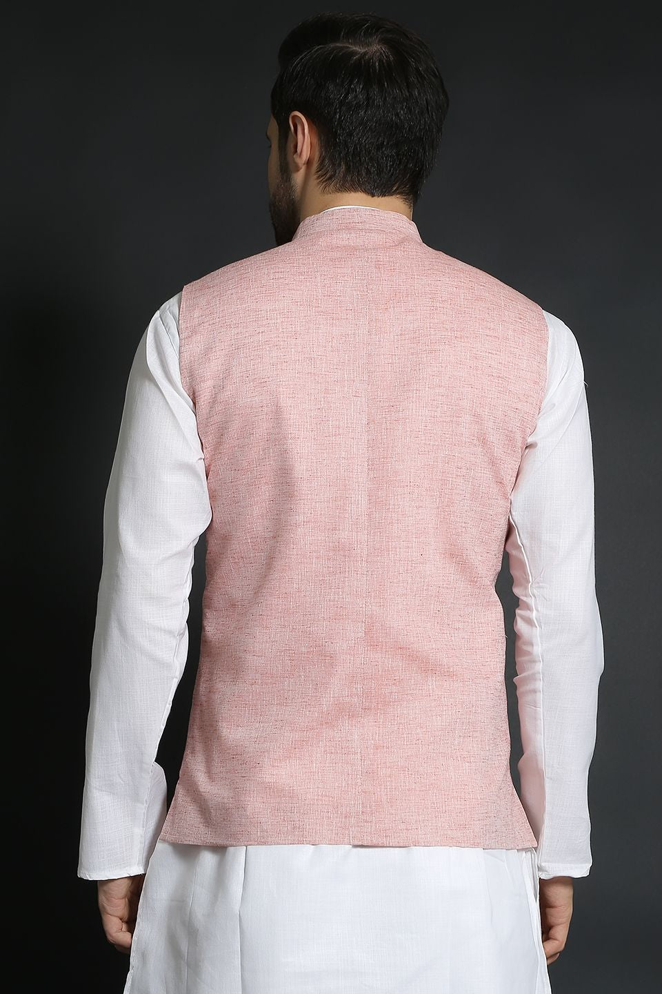Linen Cotton Orange Modi Nehru Jacket