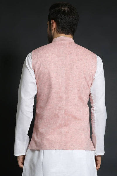 Linen Cotton Orange Modi Nehru Jacket