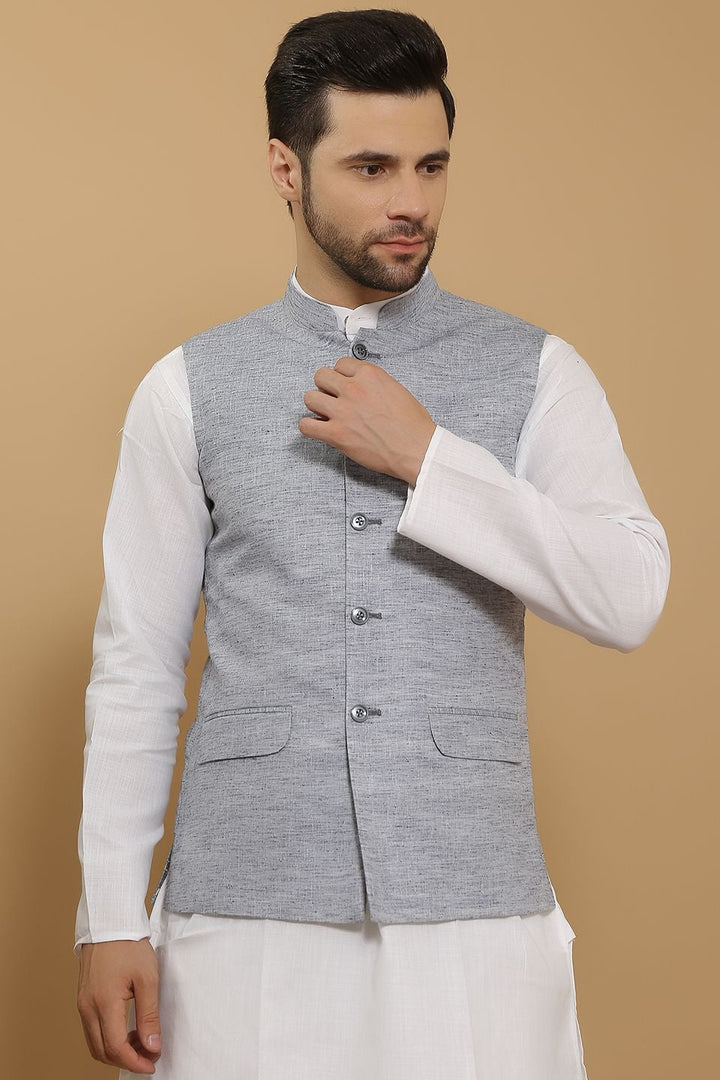 Linen Cotton Grey 1 Modi Nehru Jacket