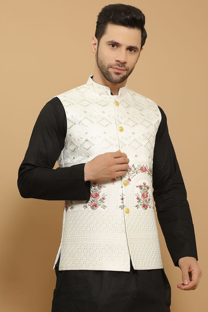 Cotton Silk Beige Modi Nehru Jacket