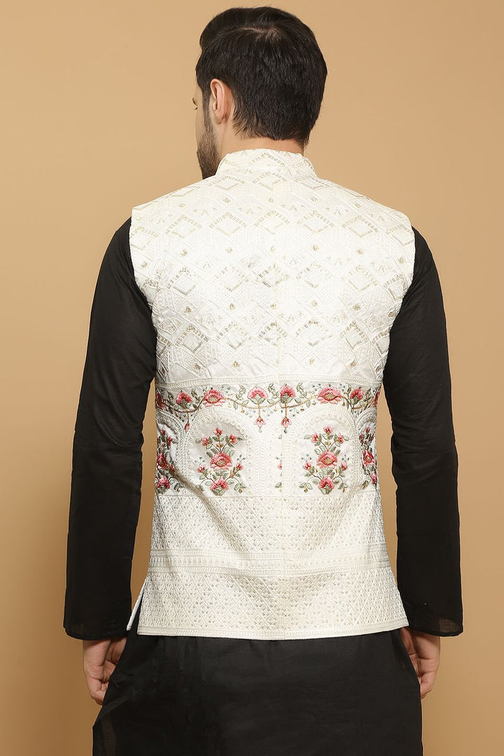 Cotton Silk Beige Modi Nehru Jacket