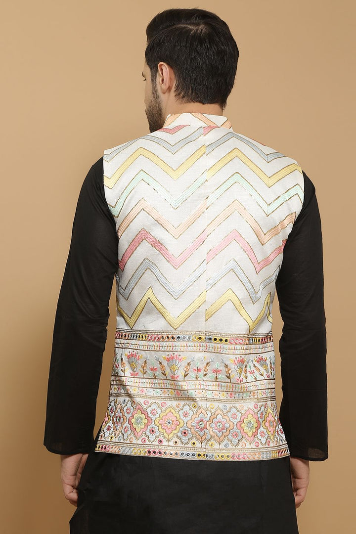 Cotton Silk Cream Modi Nehru Jacket