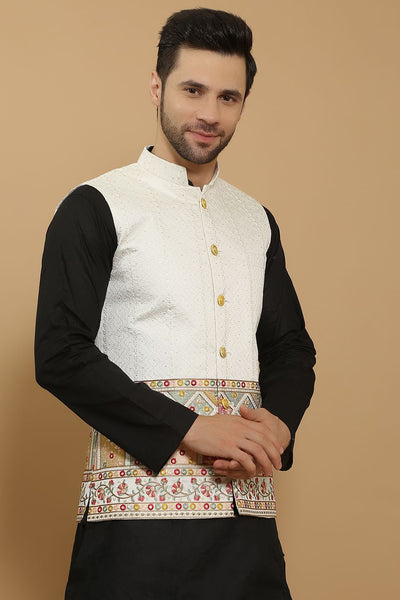Cotton Silk Cream 1 Modi Nehru Jacket