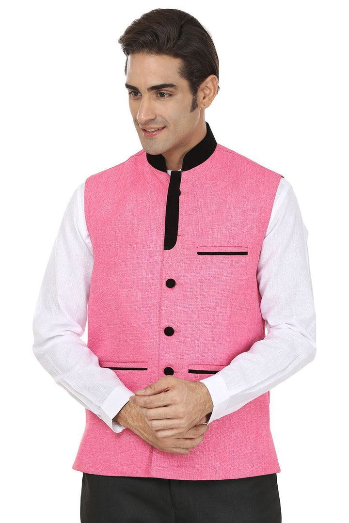 Rayon Pink Nehru Jacket