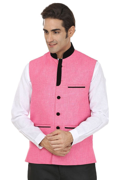 Rayon Pink Nehru Jacket