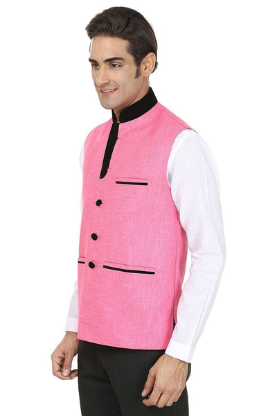 Rayon Pink Nehru Jacket