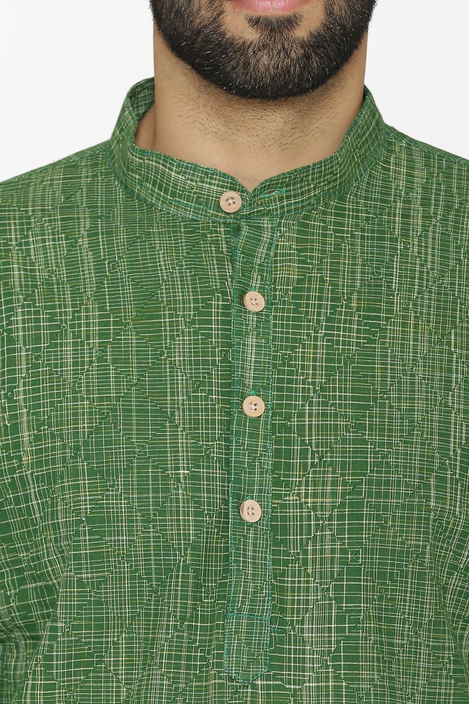 100% Cotton Green Short Indian Kurta