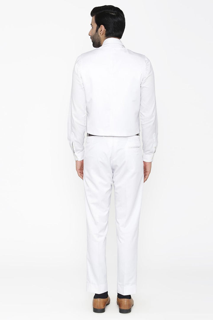 Polyester Cotton White Vest and Pant Set